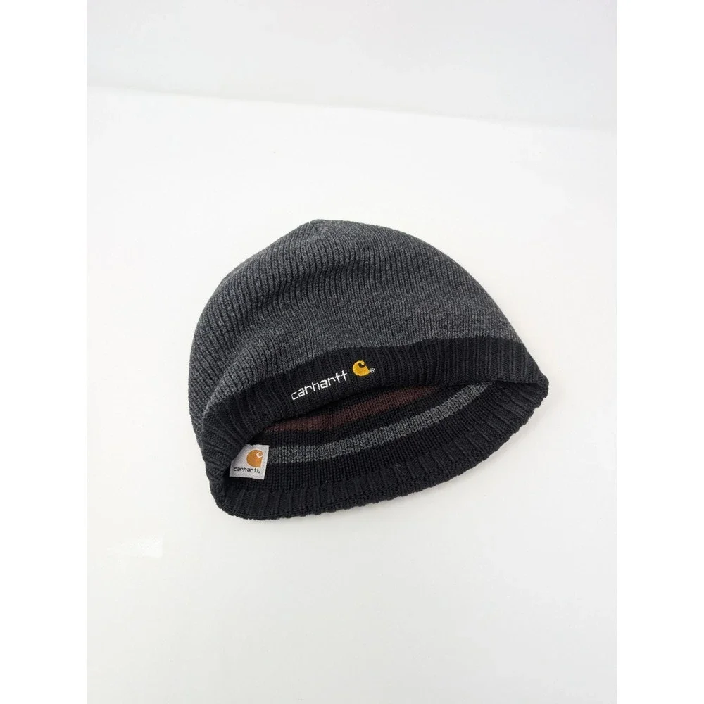 Northface Navy Fleece Lined Beanie + Carhartt Reversible Knit Hat Bundle‎ OS